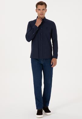 Erkek Lacivert Uzun Kollu Basic Gömlek - 50307701013