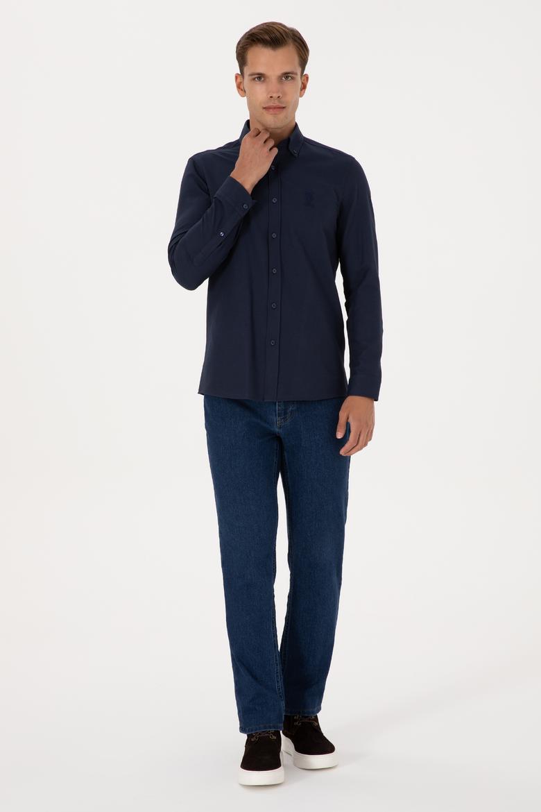Erkek Lacivert Uzun Kollu Basic Gömlek - 50307701013