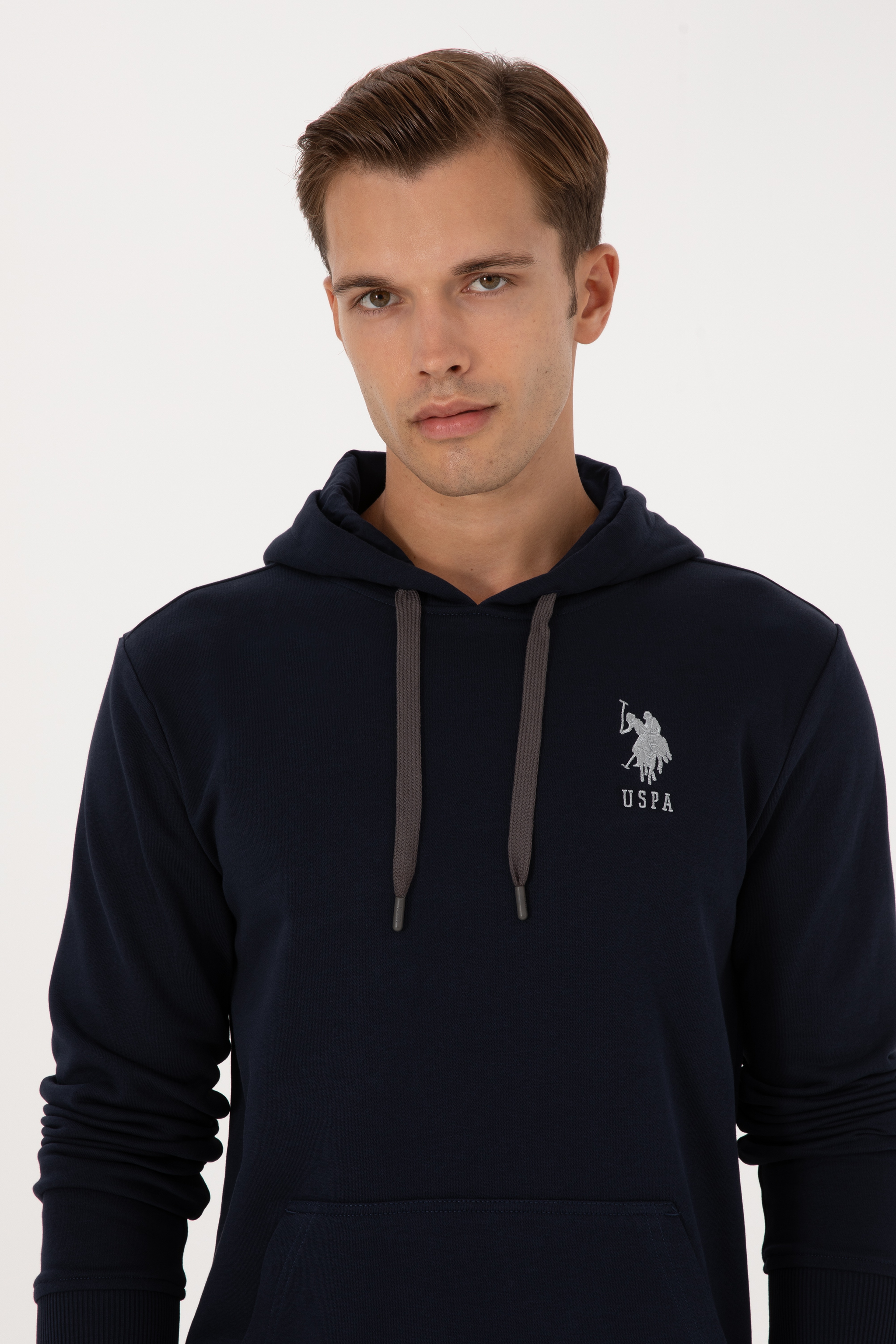 Erkek Regular Fit Kapüşonlu Lacivert Basic Sweatshirt - Image 2