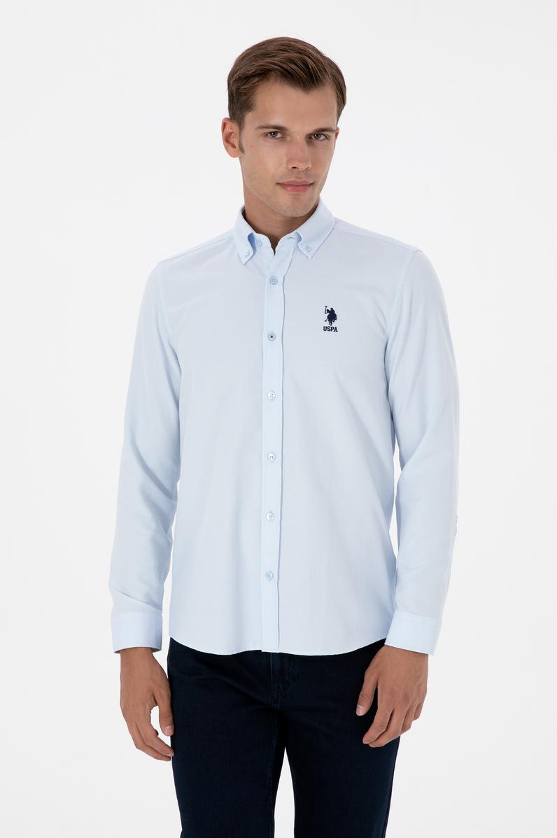 Erkek Açık Mavi Uzun Kollu Basic Gömlek