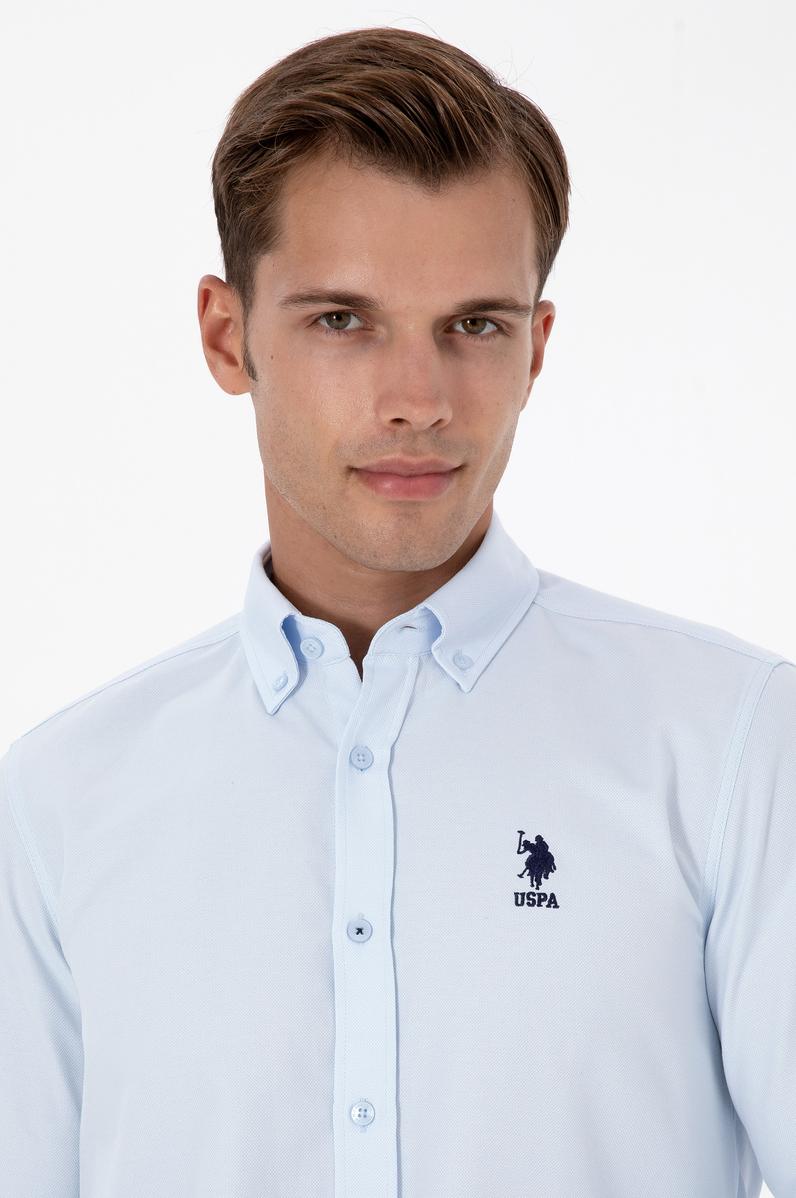 Erkek Açık Mavi Uzun Kollu Basic Gömlek