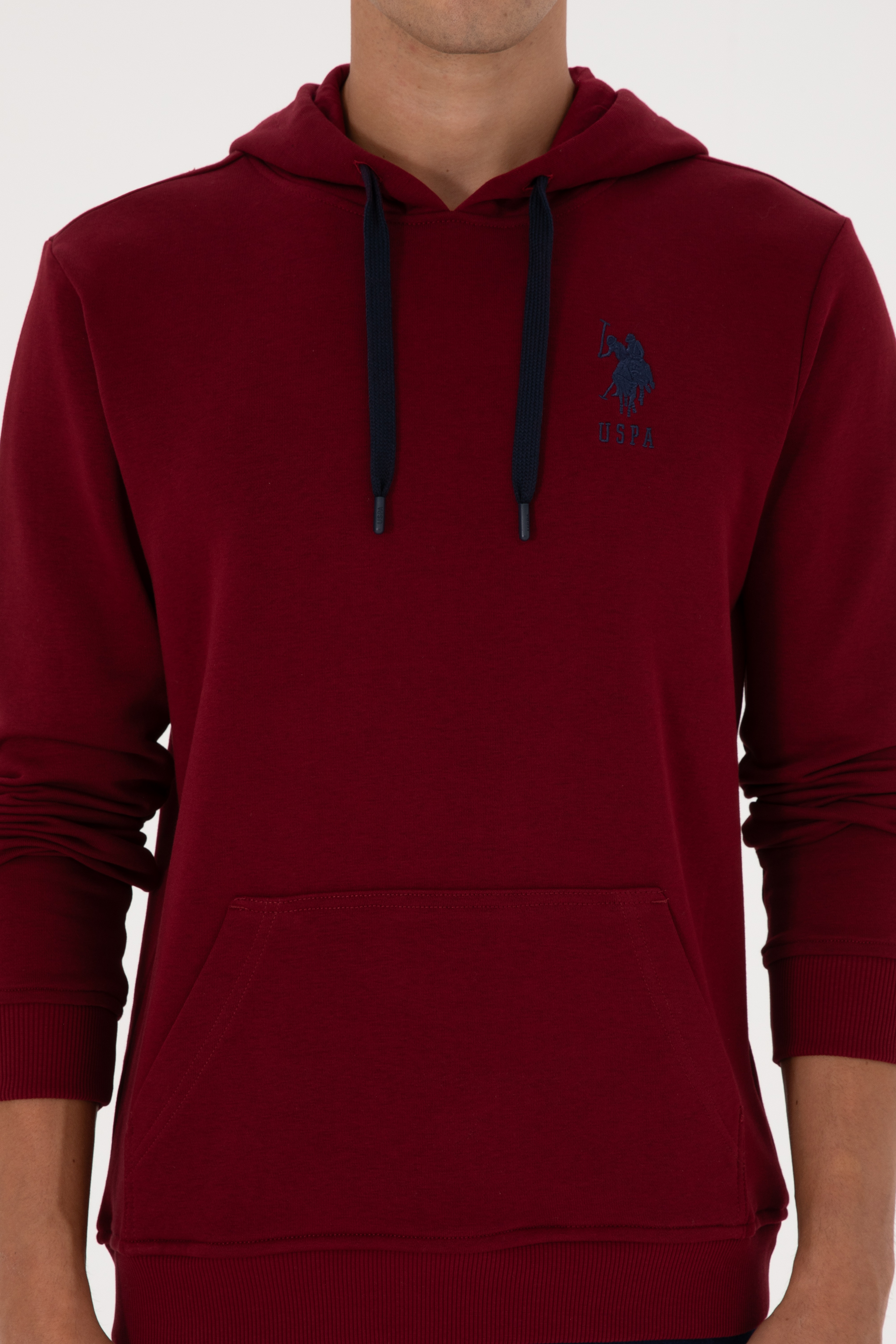 Erkek Regular Fit Kapüşonlu Bordo Basic Sweatshirt