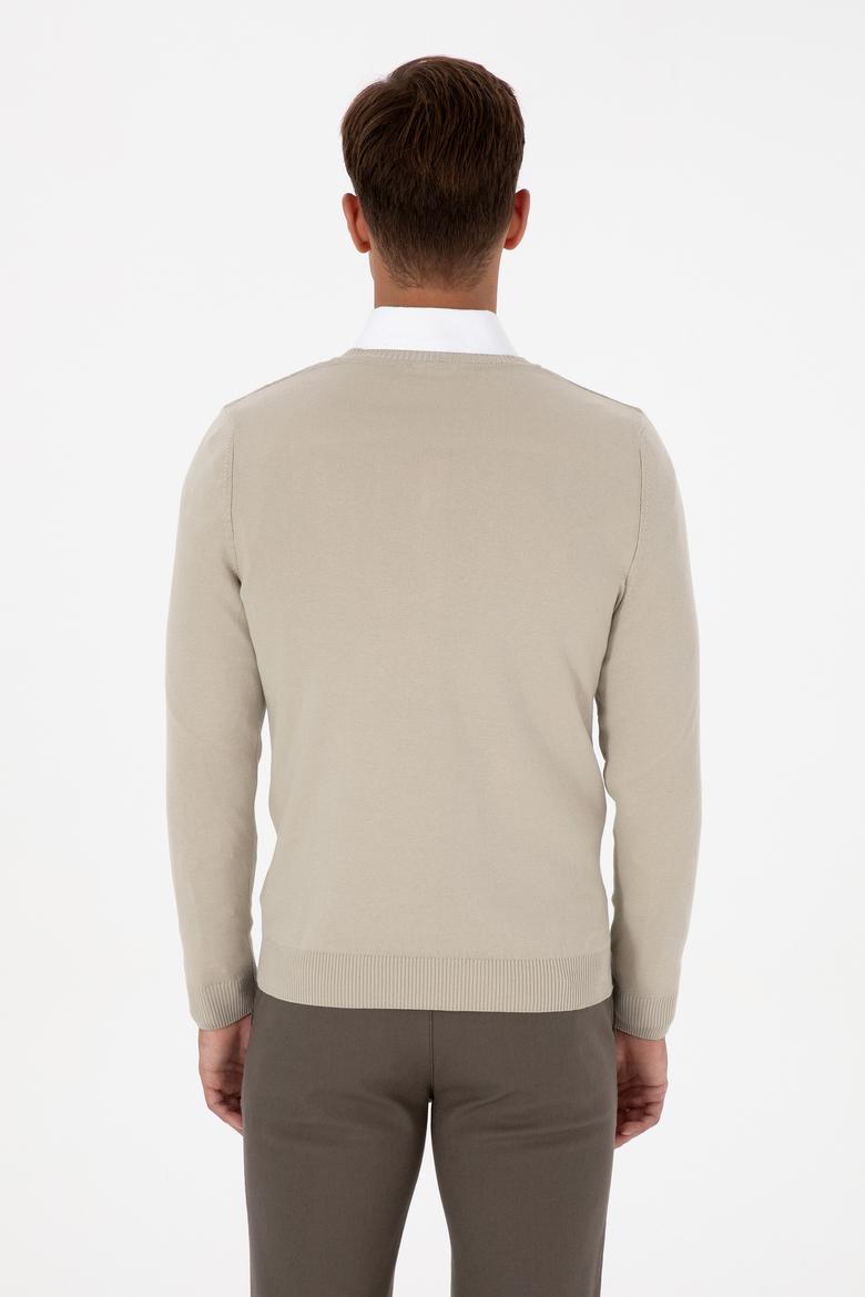 Erkek Açık Haki Basic Kazak - 50307745105