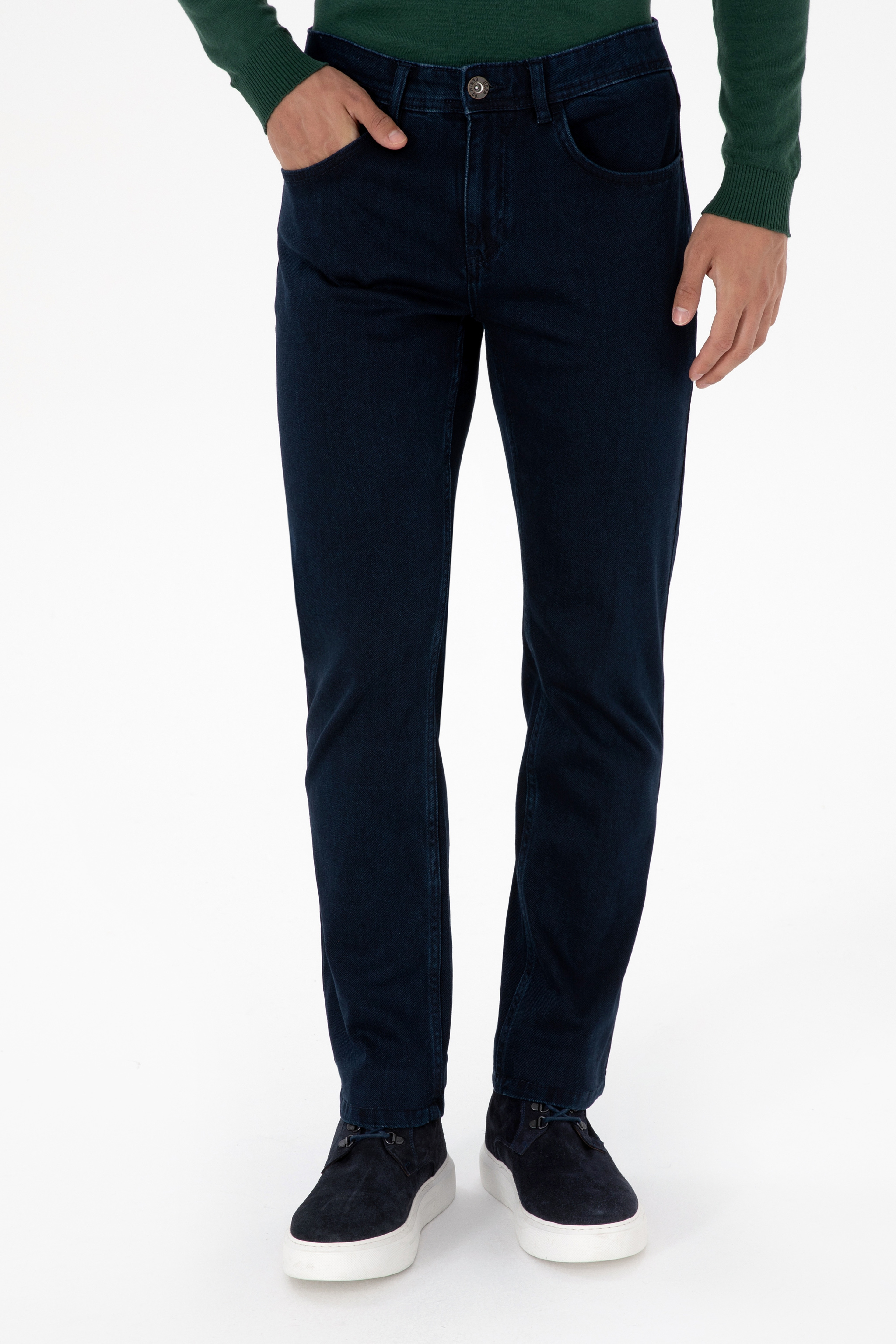 Erkek Lacivert Straight Fit Jean Pantolon - Image 2