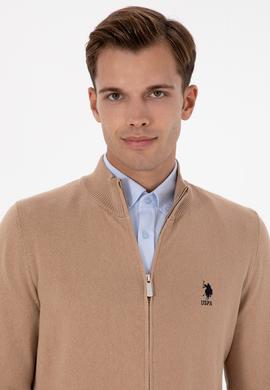 Erkek Camel Melanj Basic Triko Hırka - 50307740019