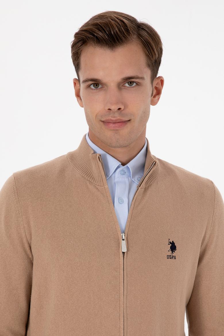 Erkek Camel Melanj Basic Triko Hırka - 50307740019