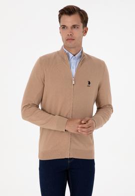 Erkek Camel Melanj Basic Triko Hırka - 50307740019