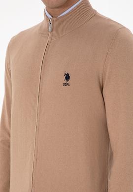 Erkek Camel Melanj Basic Triko Hırka - 50307740019