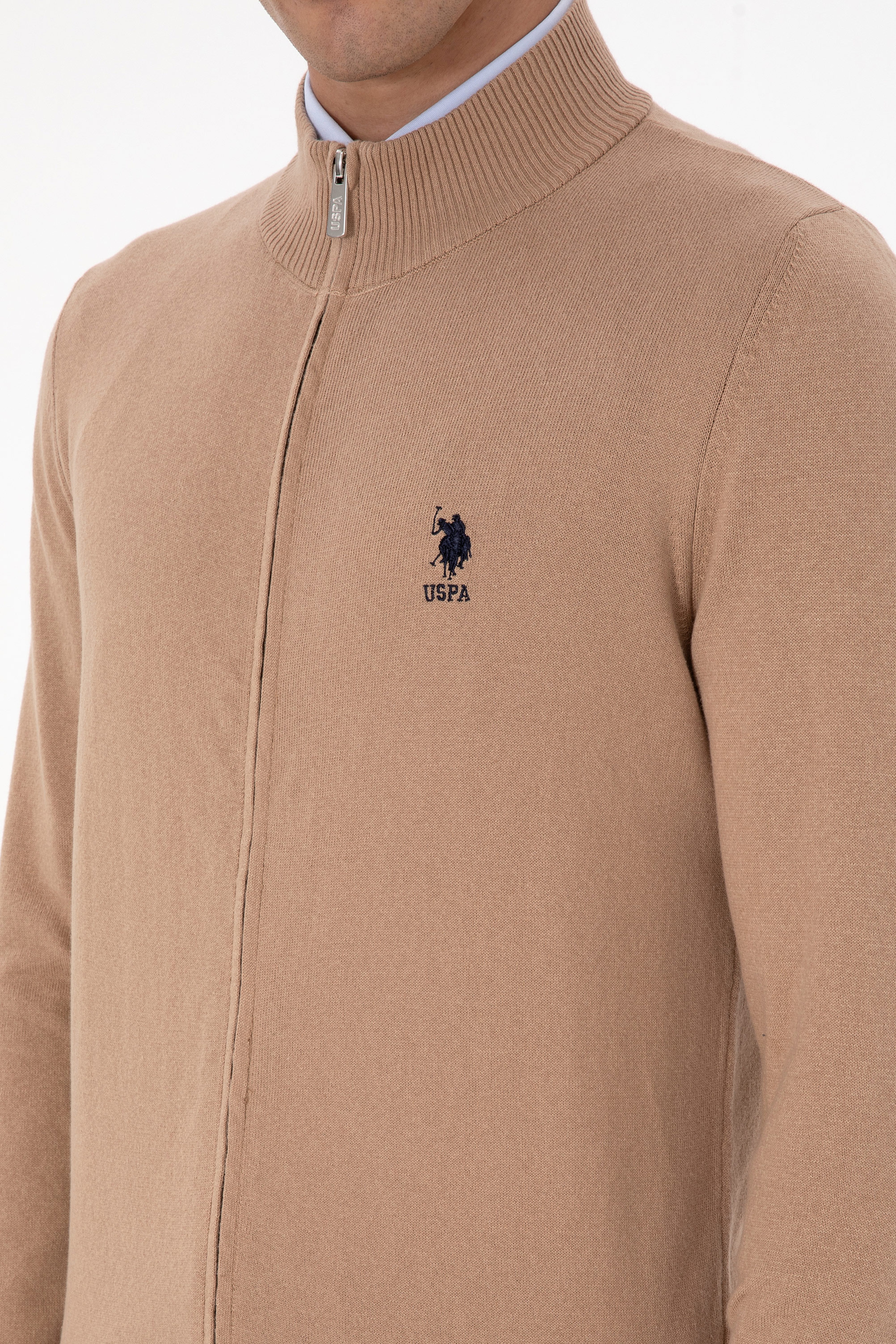 Erkek Camel Melanj Basic Triko Hırka - Image 7