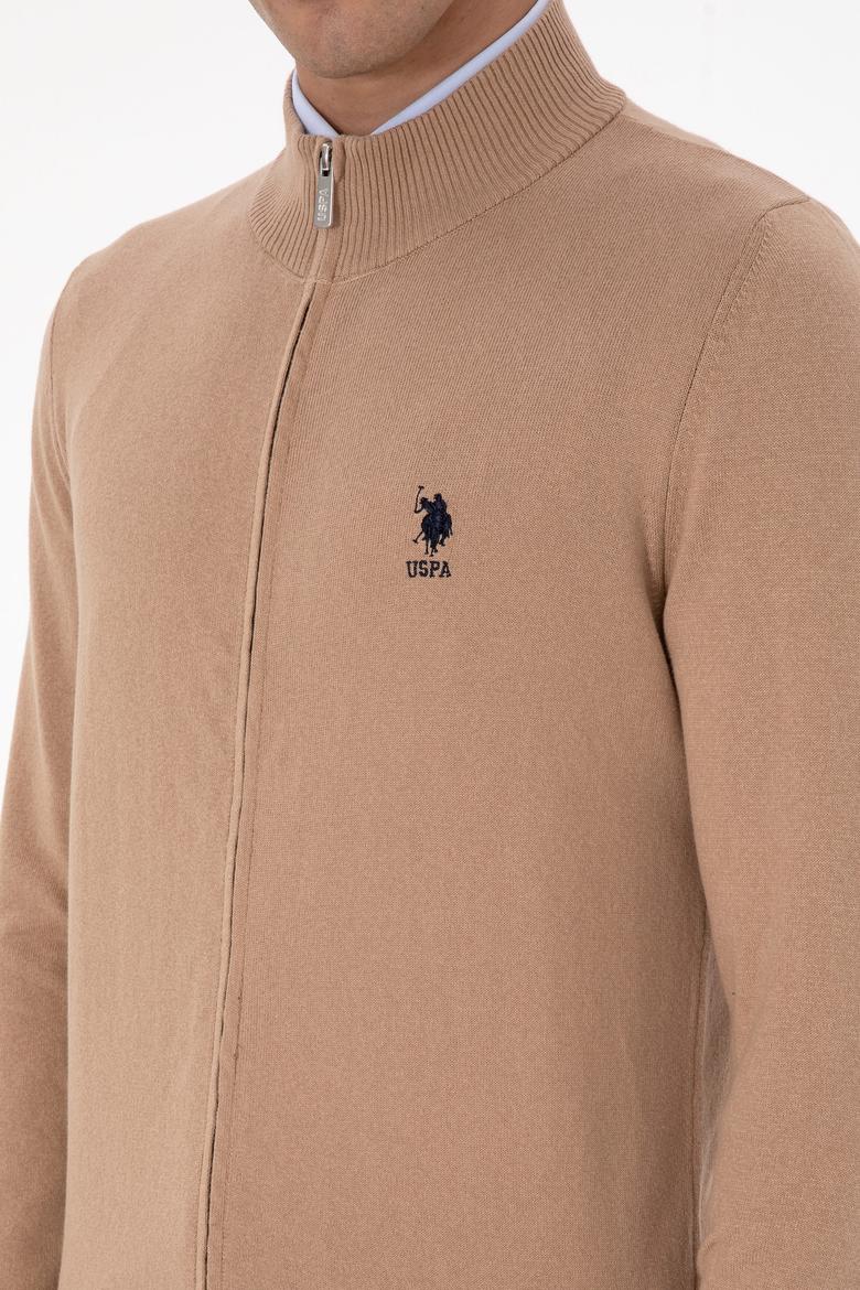Erkek Camel Melanj Basic Triko Hırka - 50307740019