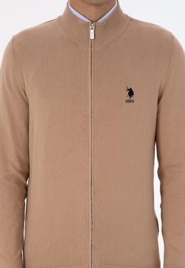 Erkek Camel Melanj Basic Triko Hırka - 50307740019