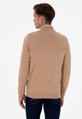 Erkek Camel Melanj Basic Triko Hırka - 50307740019