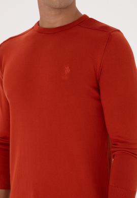 Erkek Slim Fit Bisiklet Yaka Kiremit Basic Kazak - 50307779127