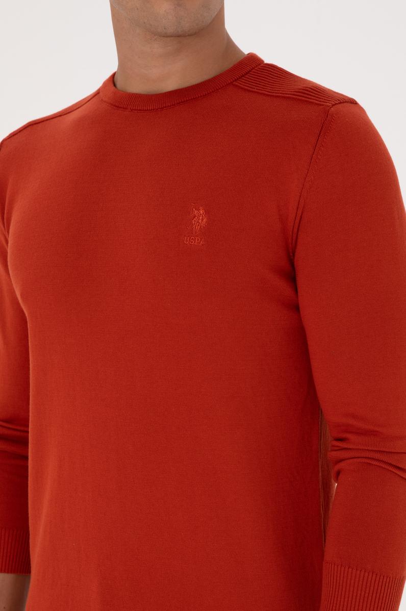 Erkek Slim Fit Bisiklet Yaka Kiremit Basic Kazak