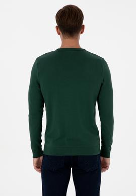 Erkek Koyu Yeşil Basic Kazak - 50307779067