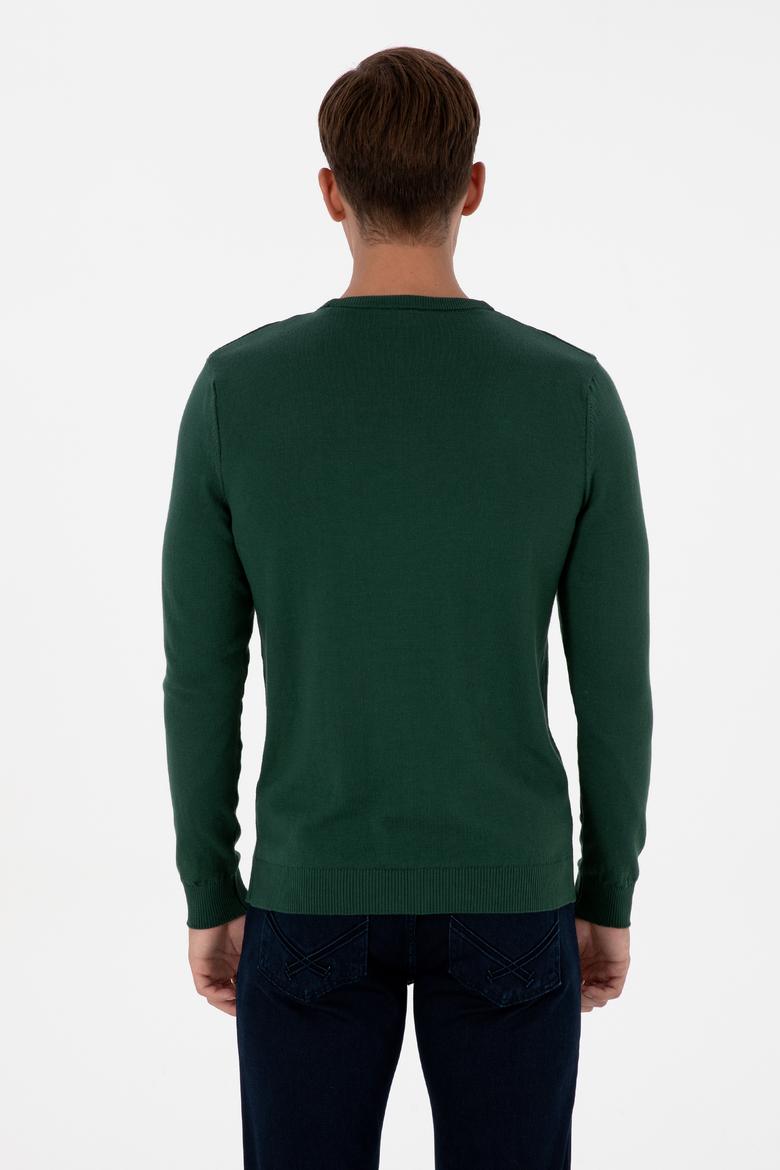 Erkek Koyu Yeşil Basic Kazak - 50307779067