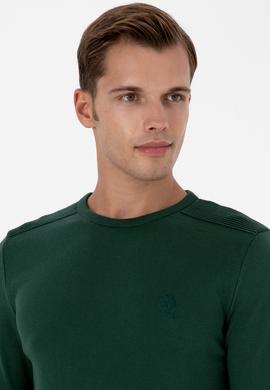 Erkek Koyu Yeşil Basic Kazak - 50307779067