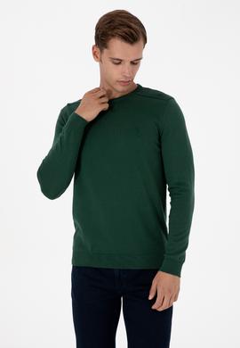 Erkek Koyu Yeşil Basic Kazak - 50307779067