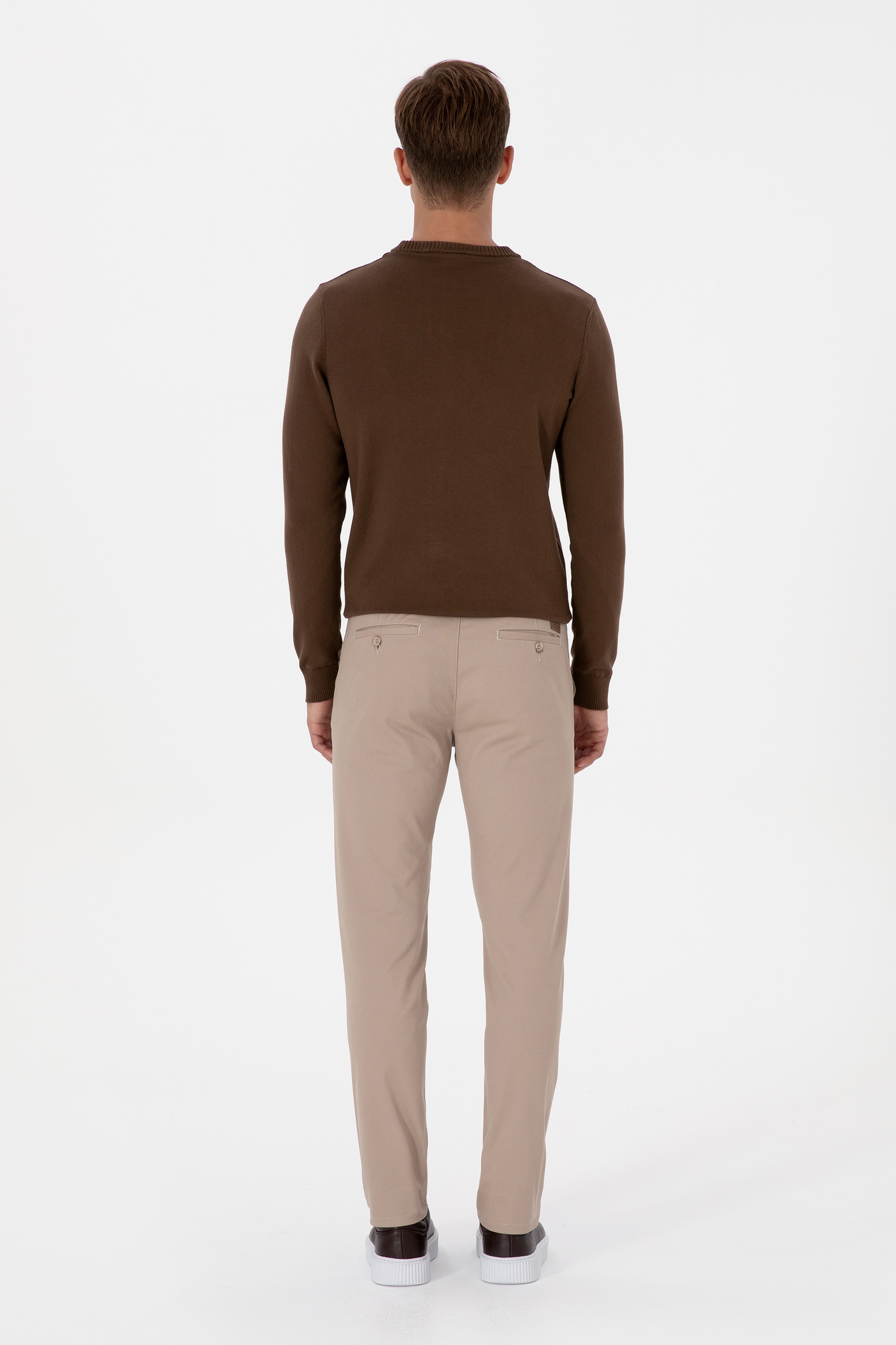 Erkek Koyu Bej Slim Fit Kanvas / Chino Pantolon - Image 4