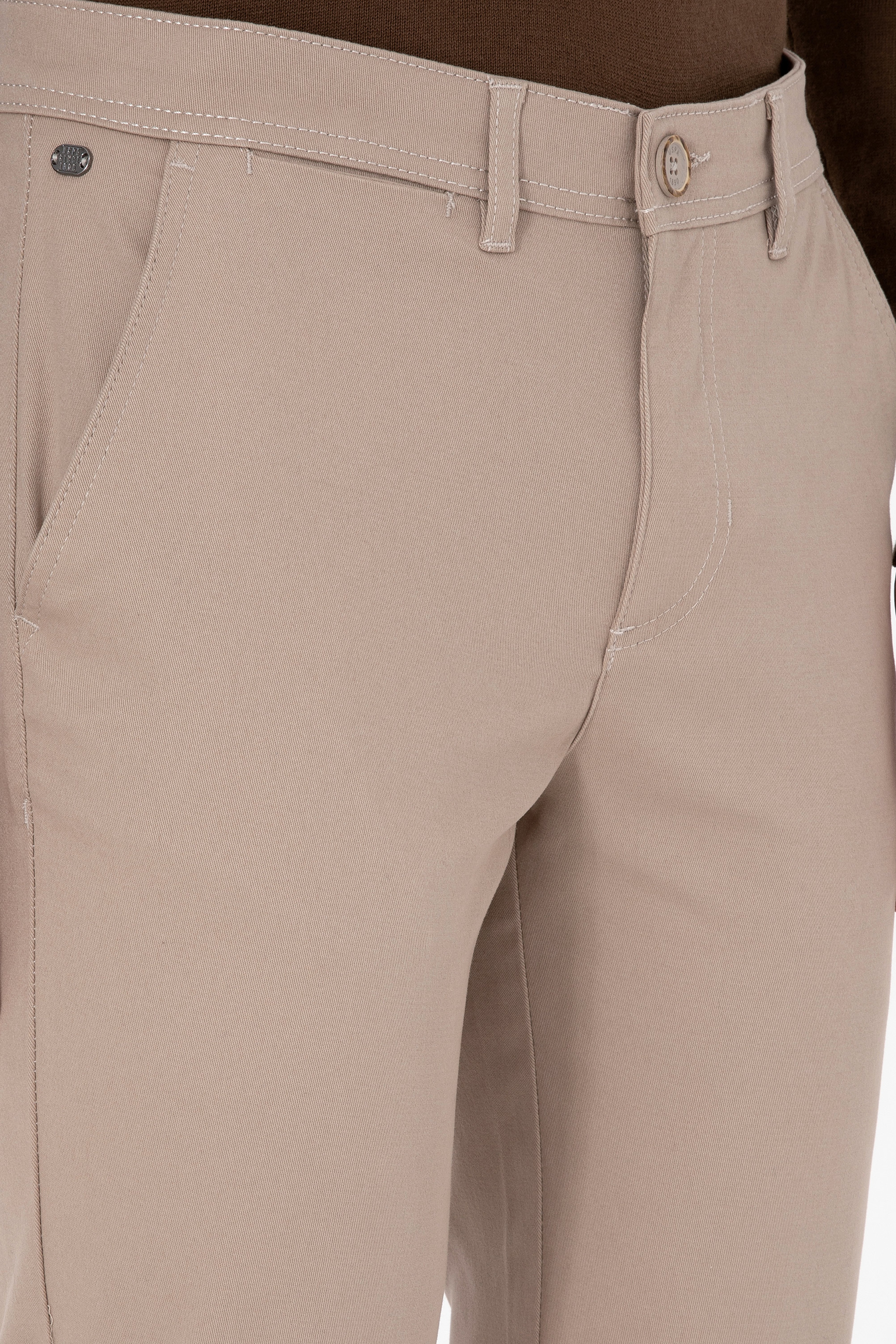 Erkek Koyu Bej Slim Fit Kanvas / Chino Pantolon - Image 5