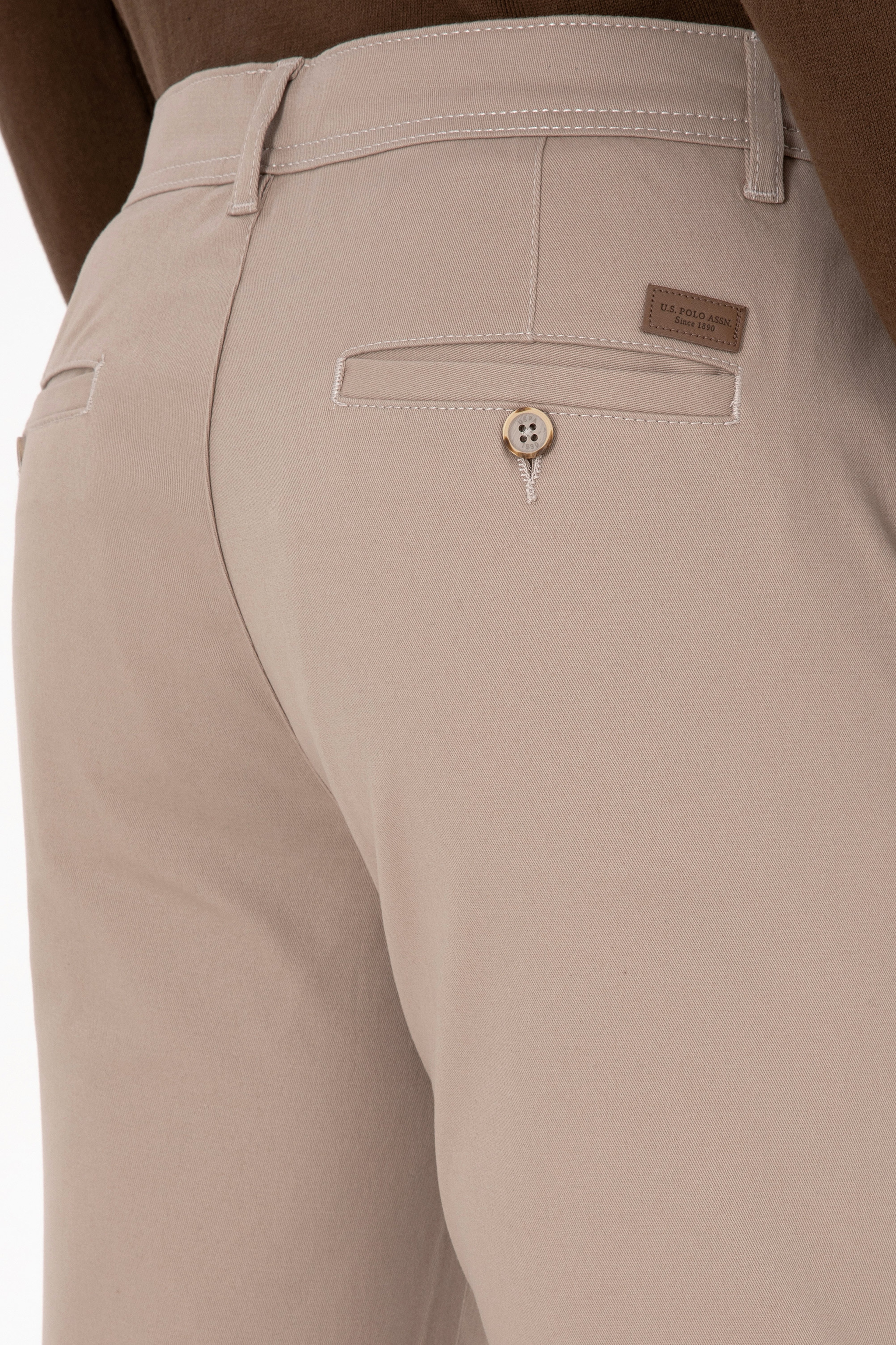 Erkek Koyu Bej Slim Fit Kanvas / Chino Pantolon - Image 6