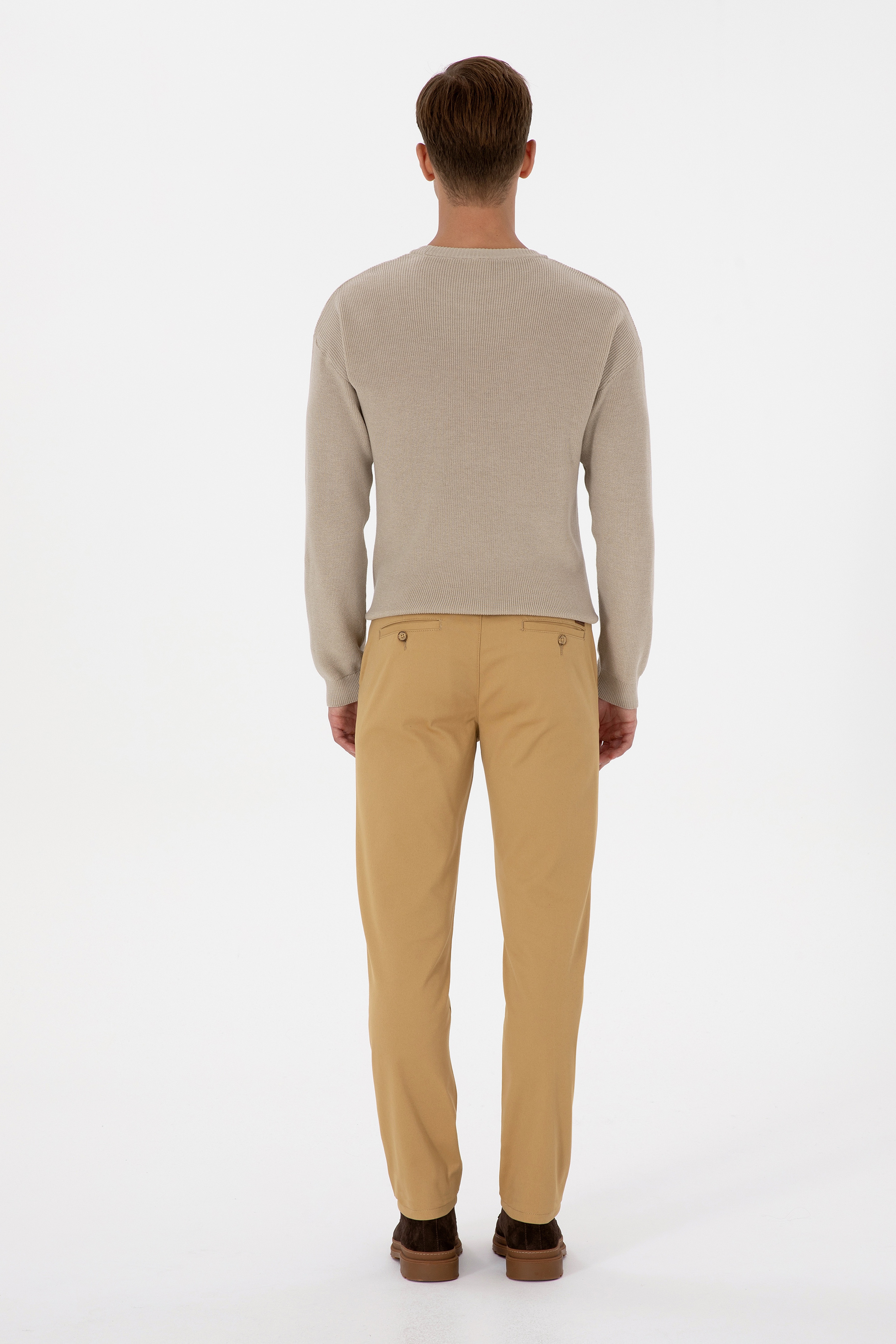 Erkek Hardal Slim Fit Kanvas / Chino Pantolon