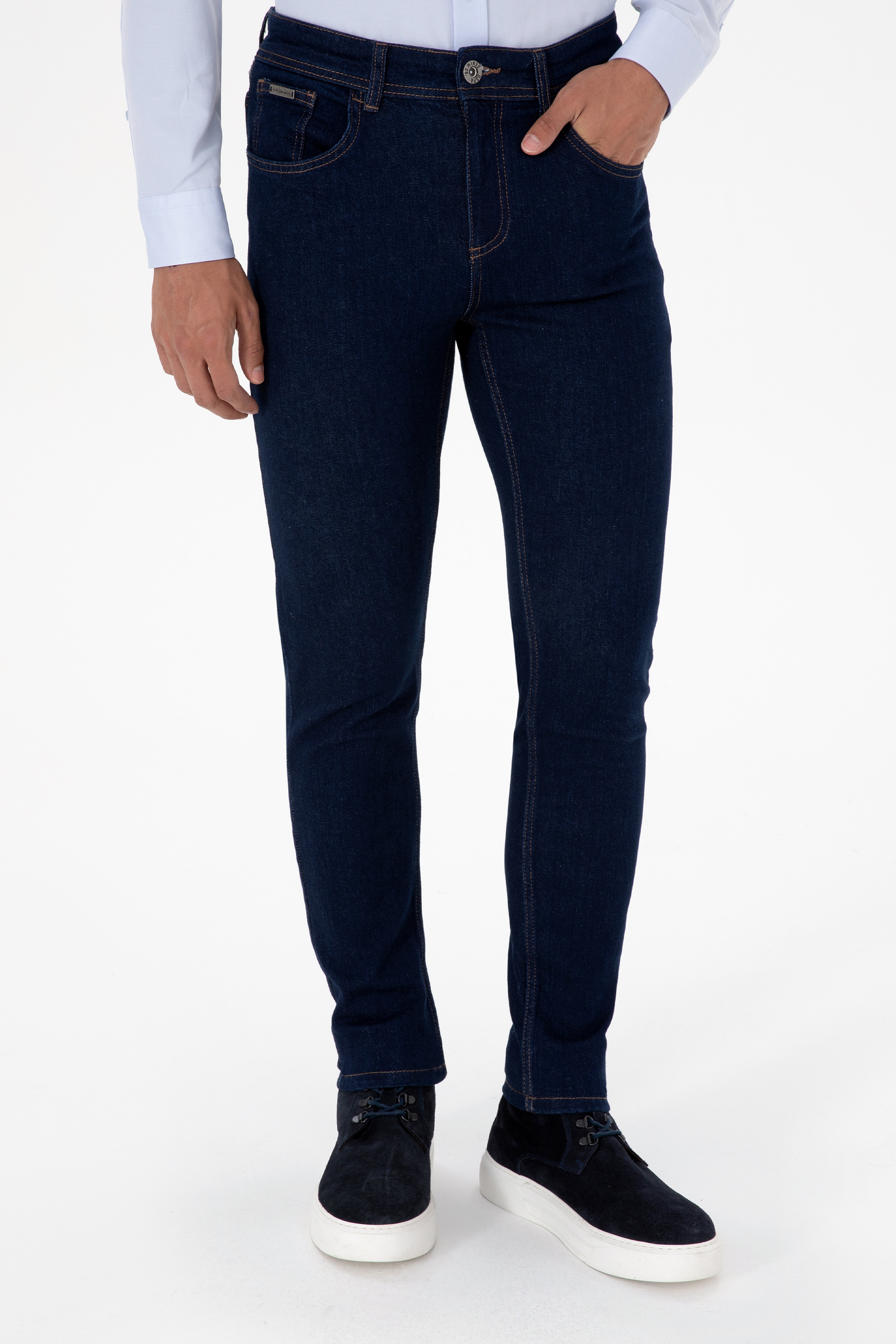 Erkek Koyu Mavi Slim Fit Jean Pantolon