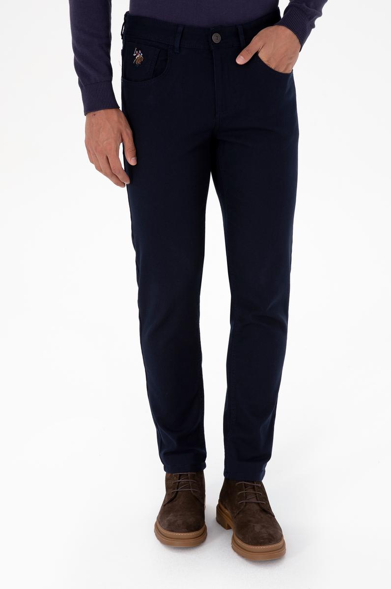 Erkek Lacivert Slim Fit Kanvas / Chino Pantolon