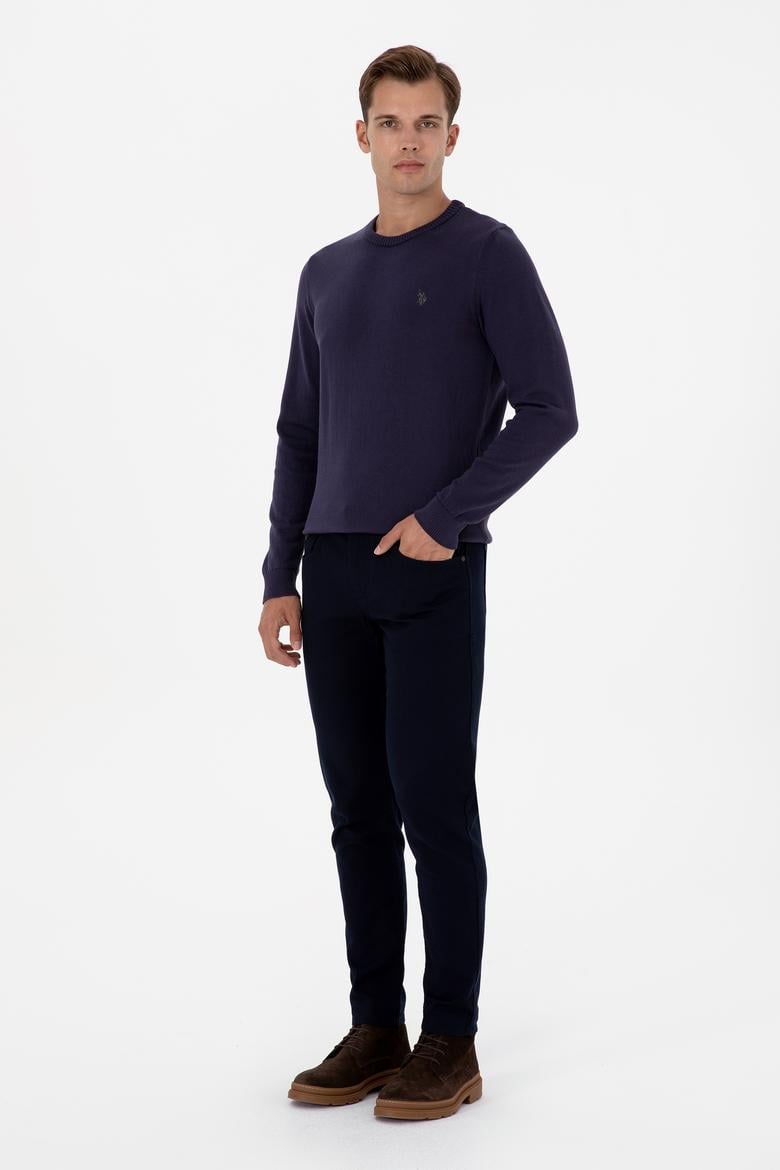 Erkek Lacivert Slim Fit Kanvas / Chino Pantolon