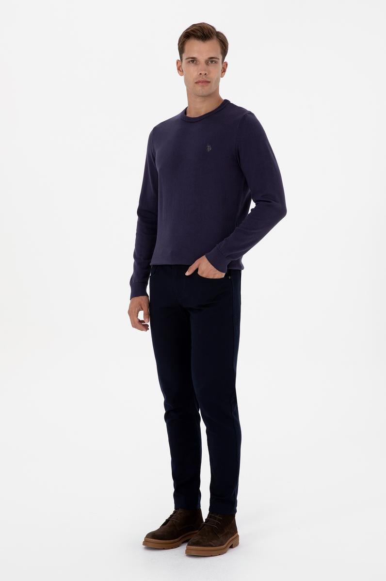 Erkek Lacivert Slim Fit Kanvas / Chino Pantolon