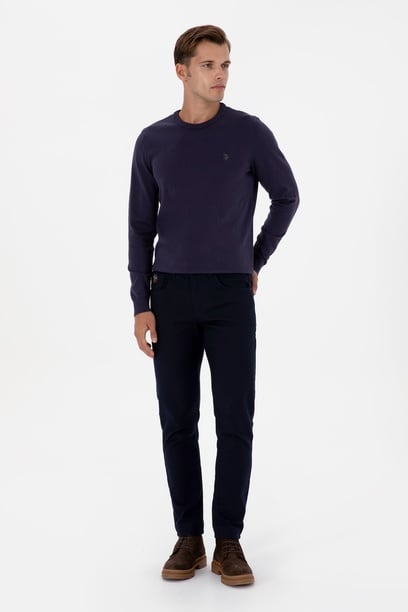 Erkek Slim Fit Lacivert Kanvas / Chino Pantolon
