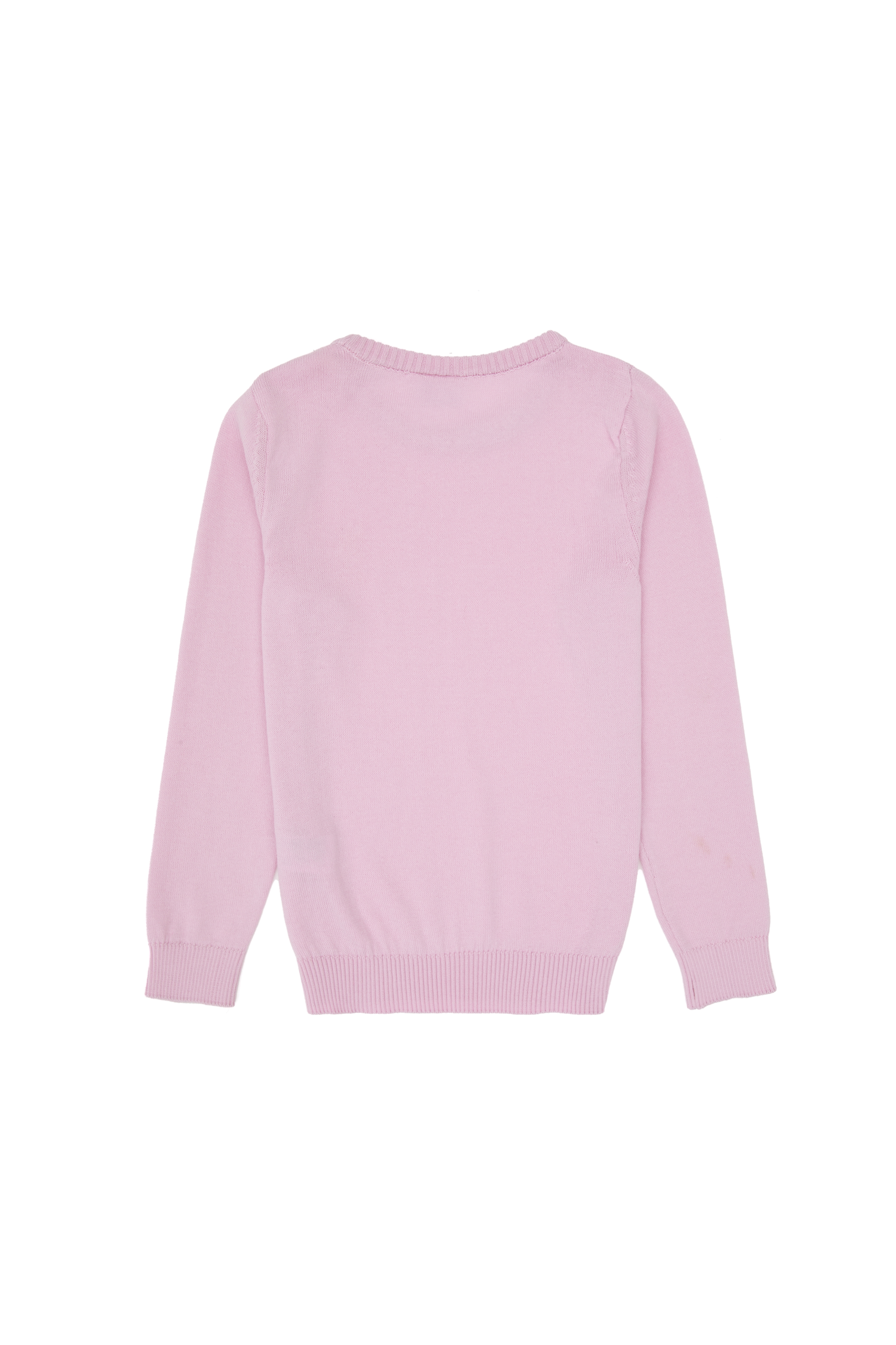 Kız Çocuk Toz Pembe Bisiklet Yaka Basic Kazak - Image 2