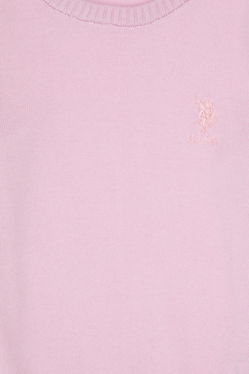 Kız Çocuk Toz Pembe Bisiklet Yaka Basic Kazak