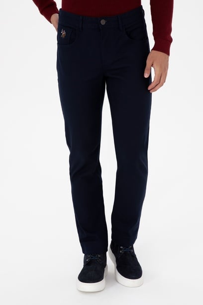 Erkek Lacivert Regular Fit Kanvas / Chino Pantolon