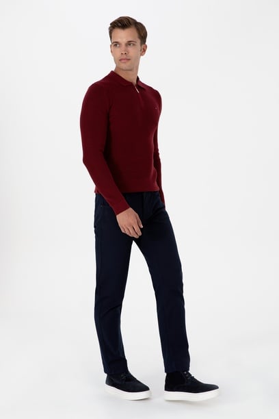 Erkek Lacivert Regular Fit Kanvas / Chino Pantolon