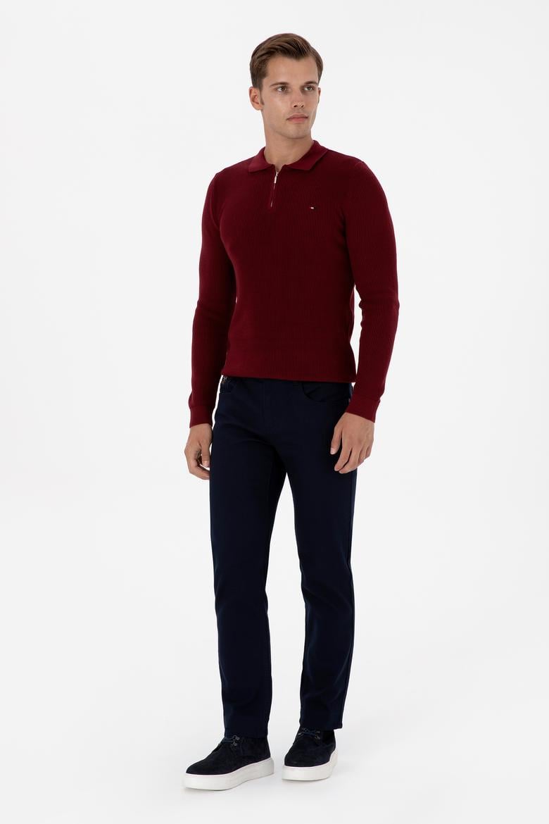 Erkek Lacivert Regular Fit Kanvas / Chino Pantolon