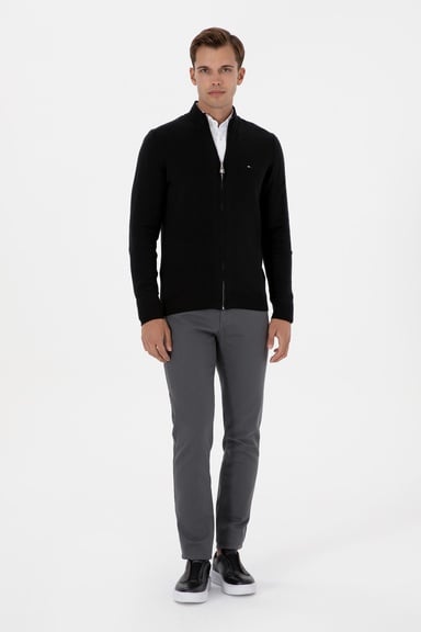 Erkek Slim Fit Gri Kanvas / Chino Pantolon