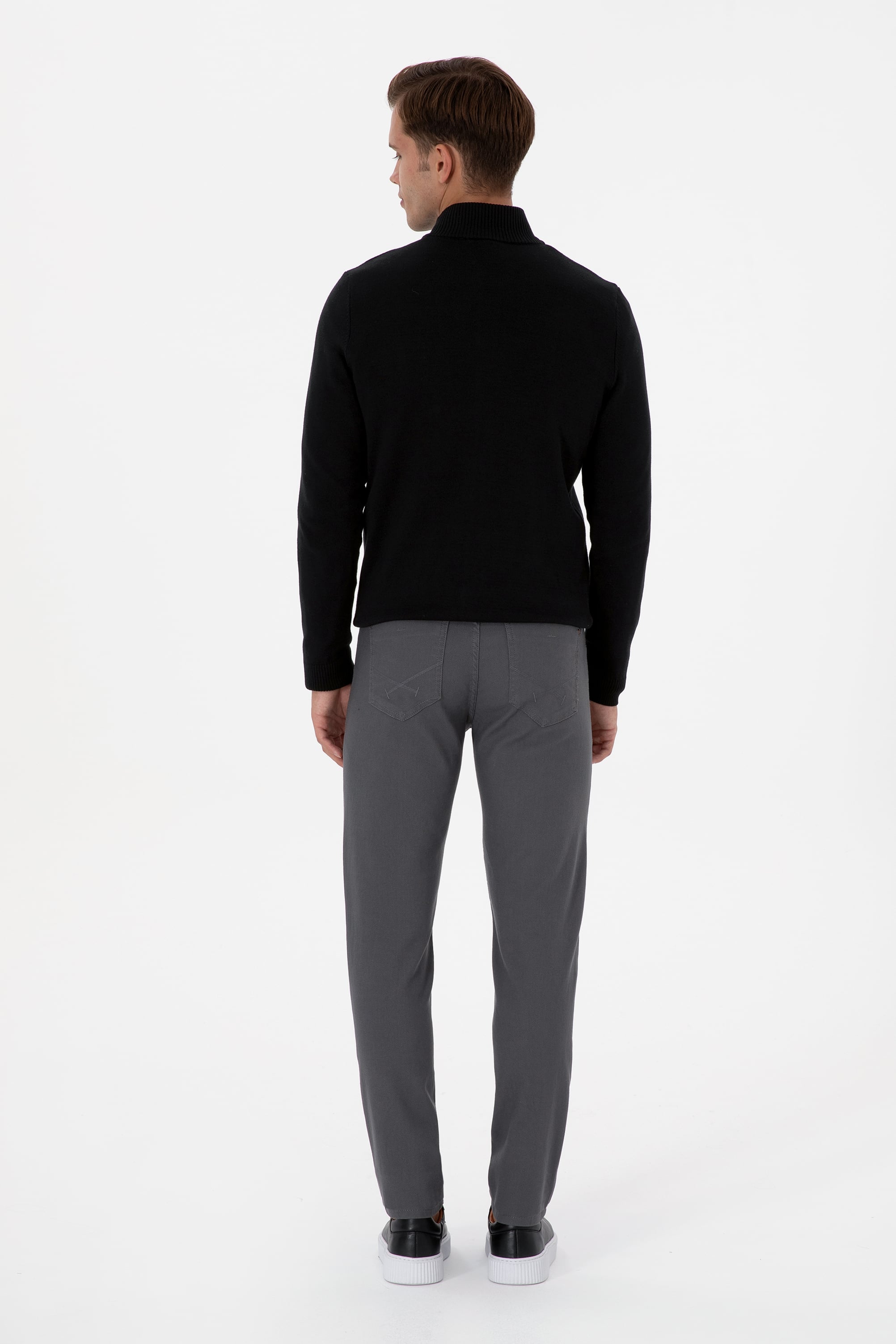 Erkek Slim Fit Gri Kanvas / Chino Pantolon - Image 4