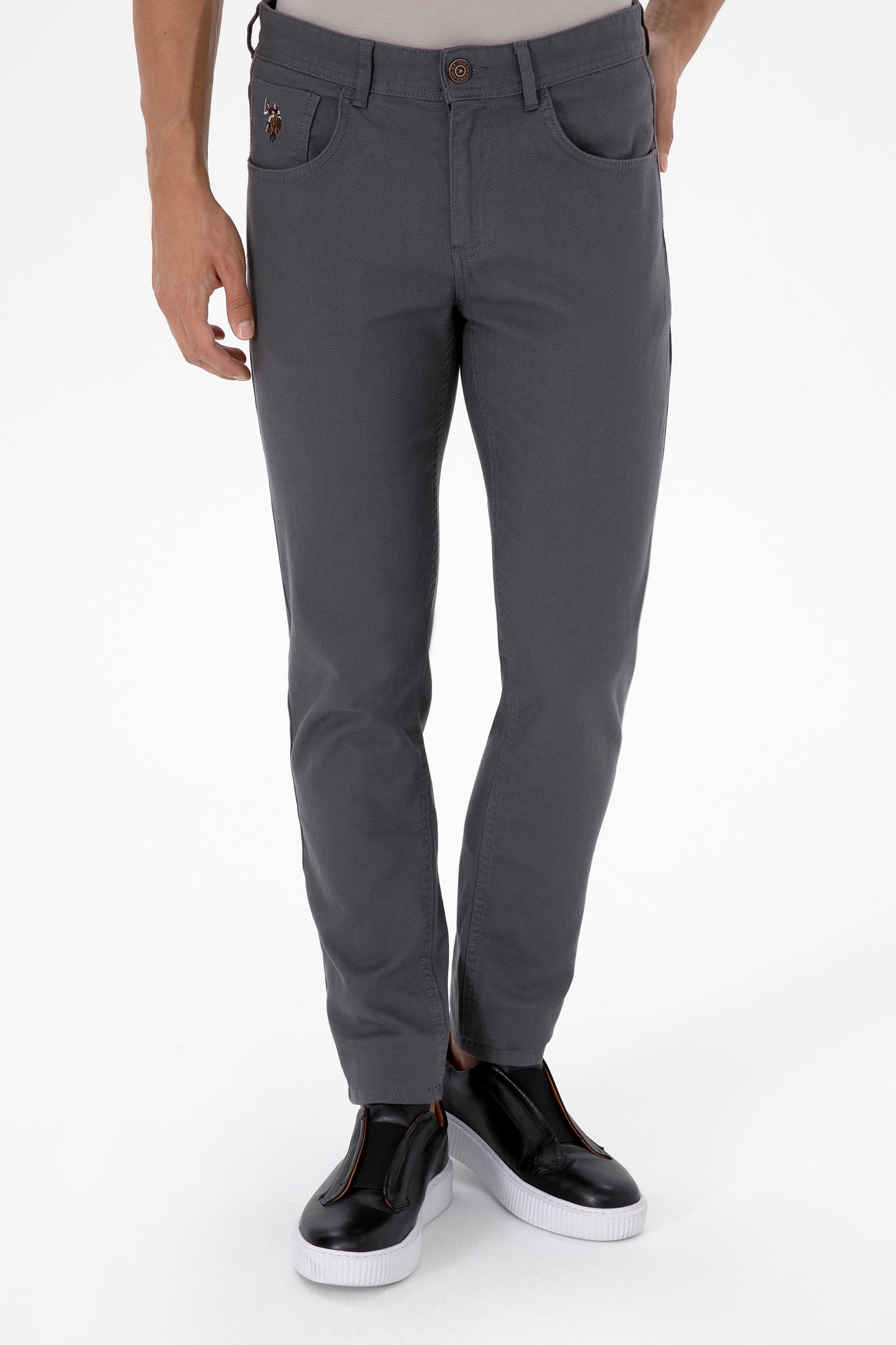 Erkek Slim Fit Gri Kanvas / Chino Pantolon - Image 2