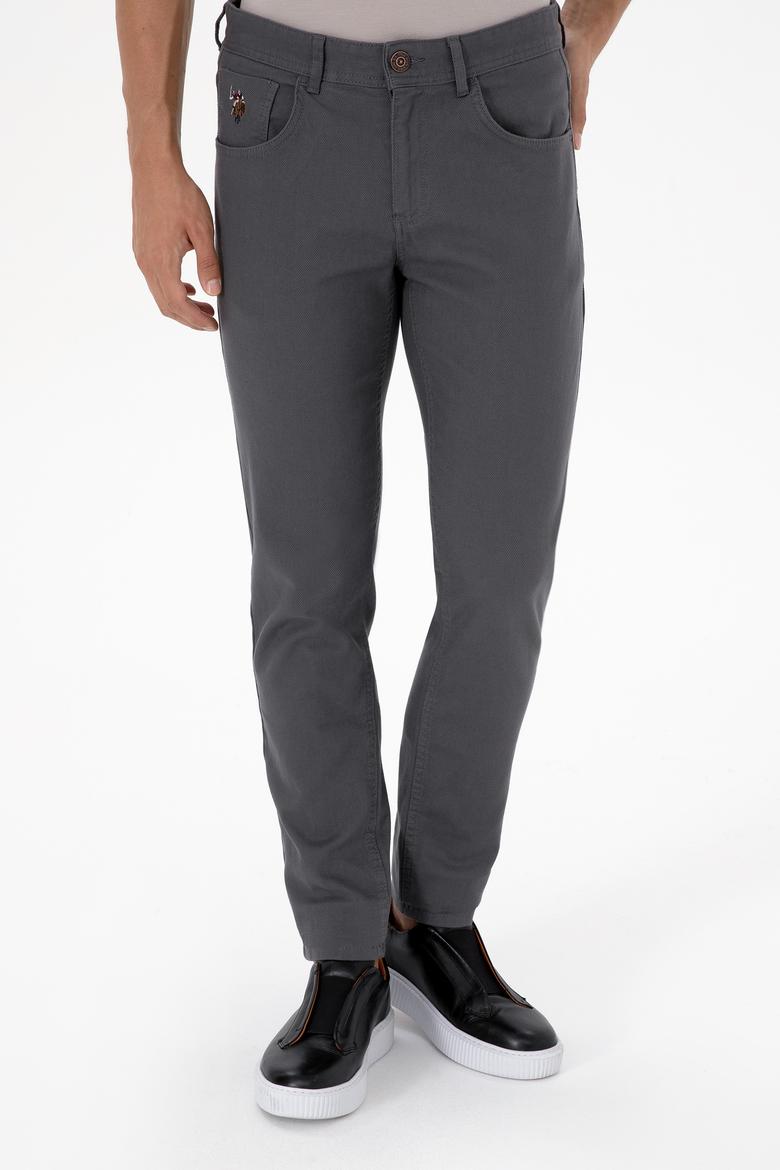 Erkek Gri Slim Fit Kanvas / Chino Pantolon - 50310340556