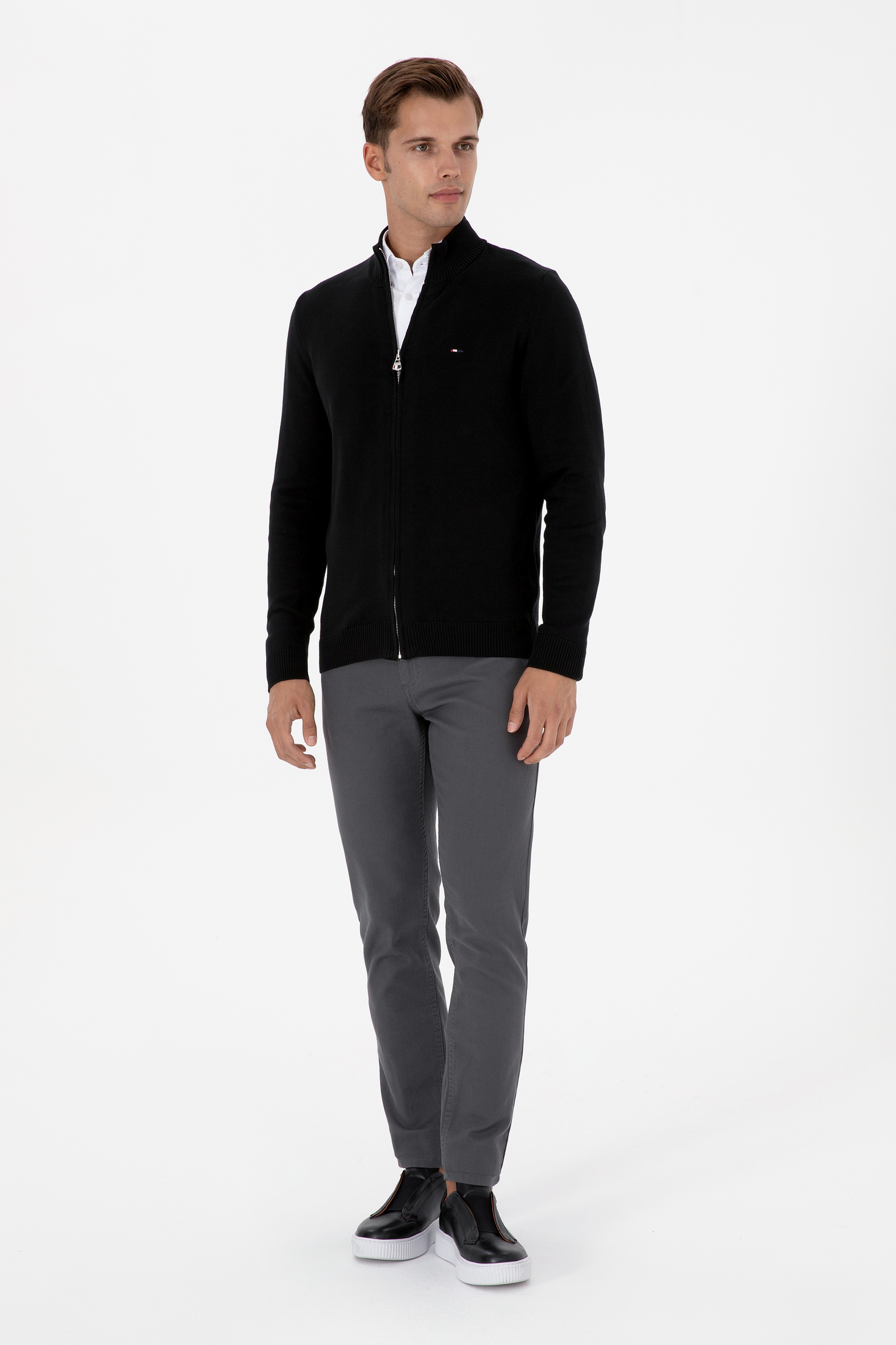 Erkek Slim Fit Gri Kanvas / Chino Pantolon