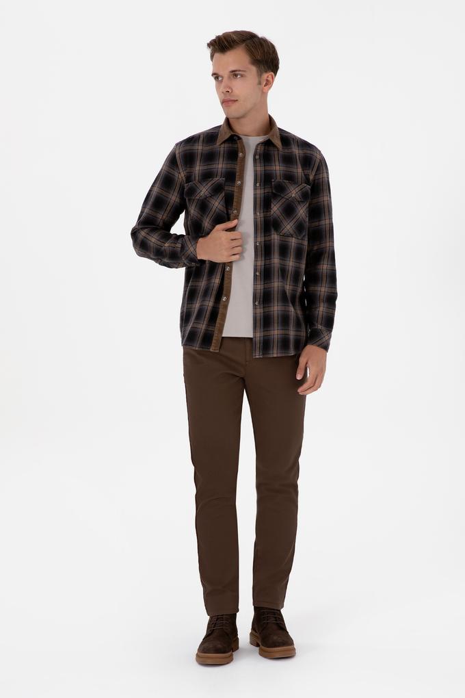 Erkek Kahverengi Slim Fit Kanvas / Chino Pantolon