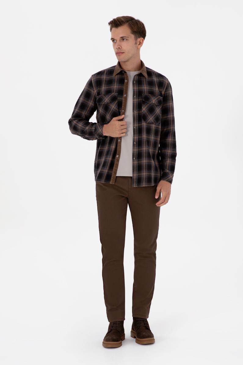 Erkek Kahverengi Slim Fit Kanvas / Chino Pantolon