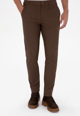 Erkek Kahverengi Slim Fit Kanvas / Chino Pantolon - 50311606388
