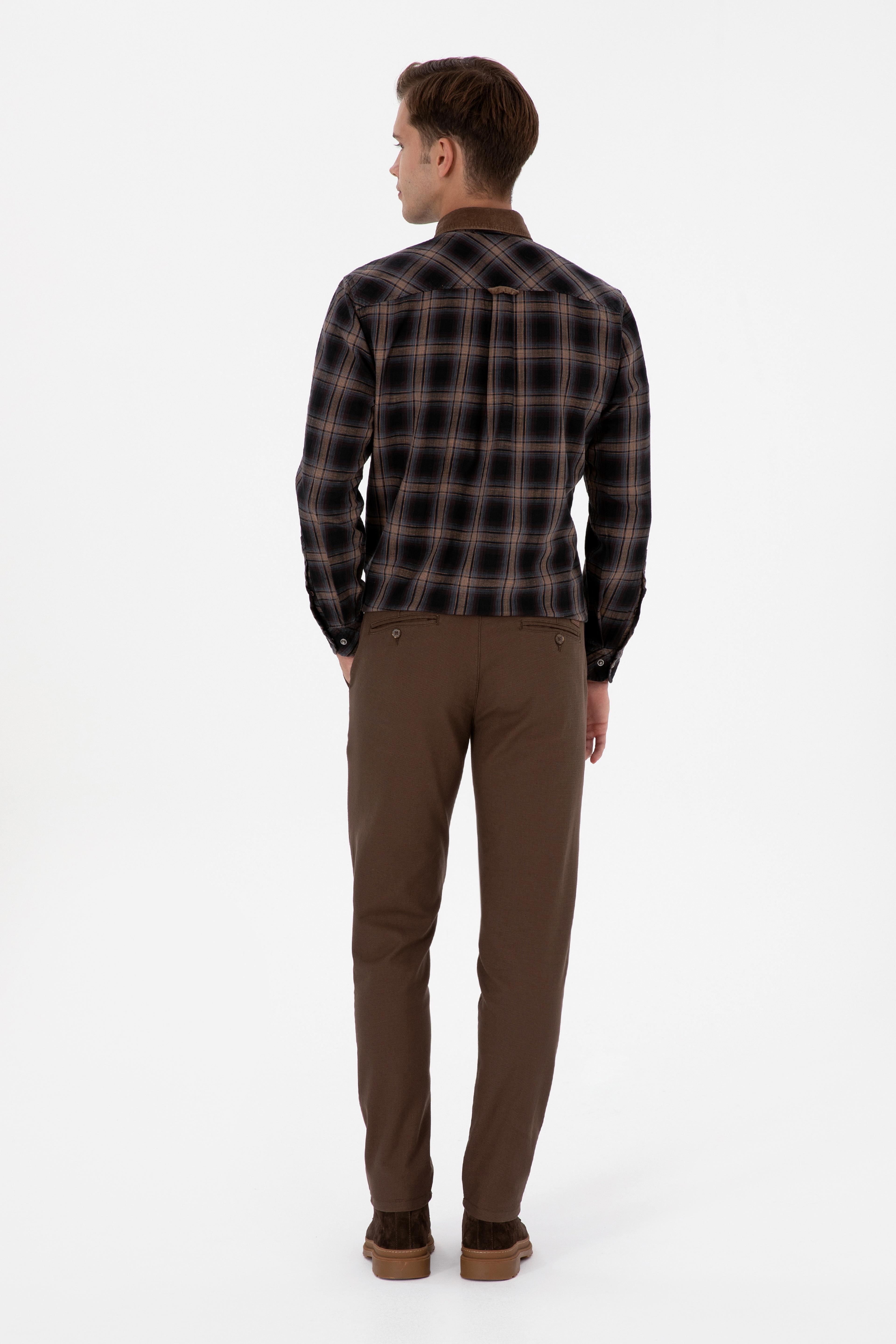 Erkek Kahverengi Slim Fit Kanvas / Chino Pantolon