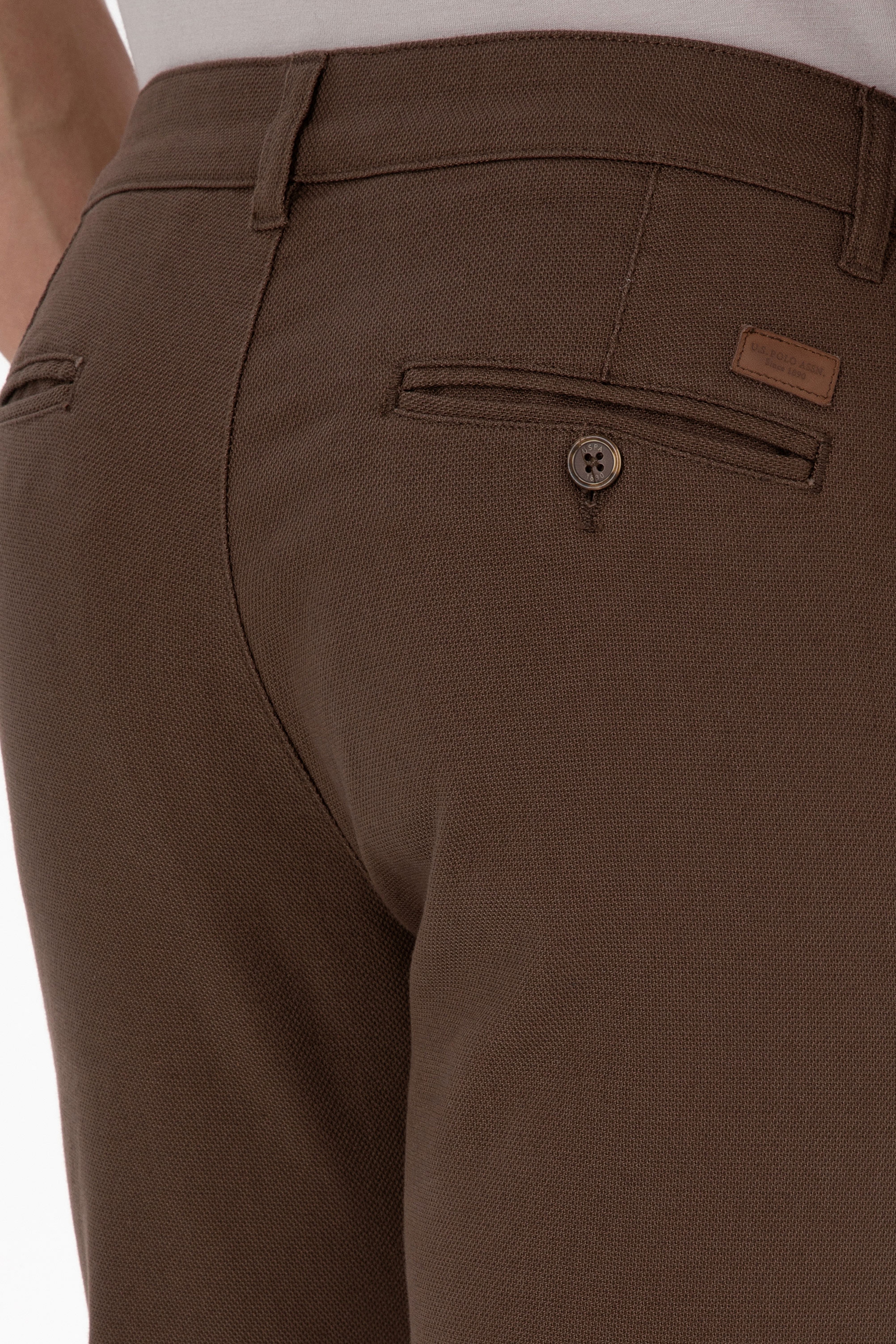 Erkek Kahverengi Slim Fit Kanvas / Chino Pantolon - Image 6