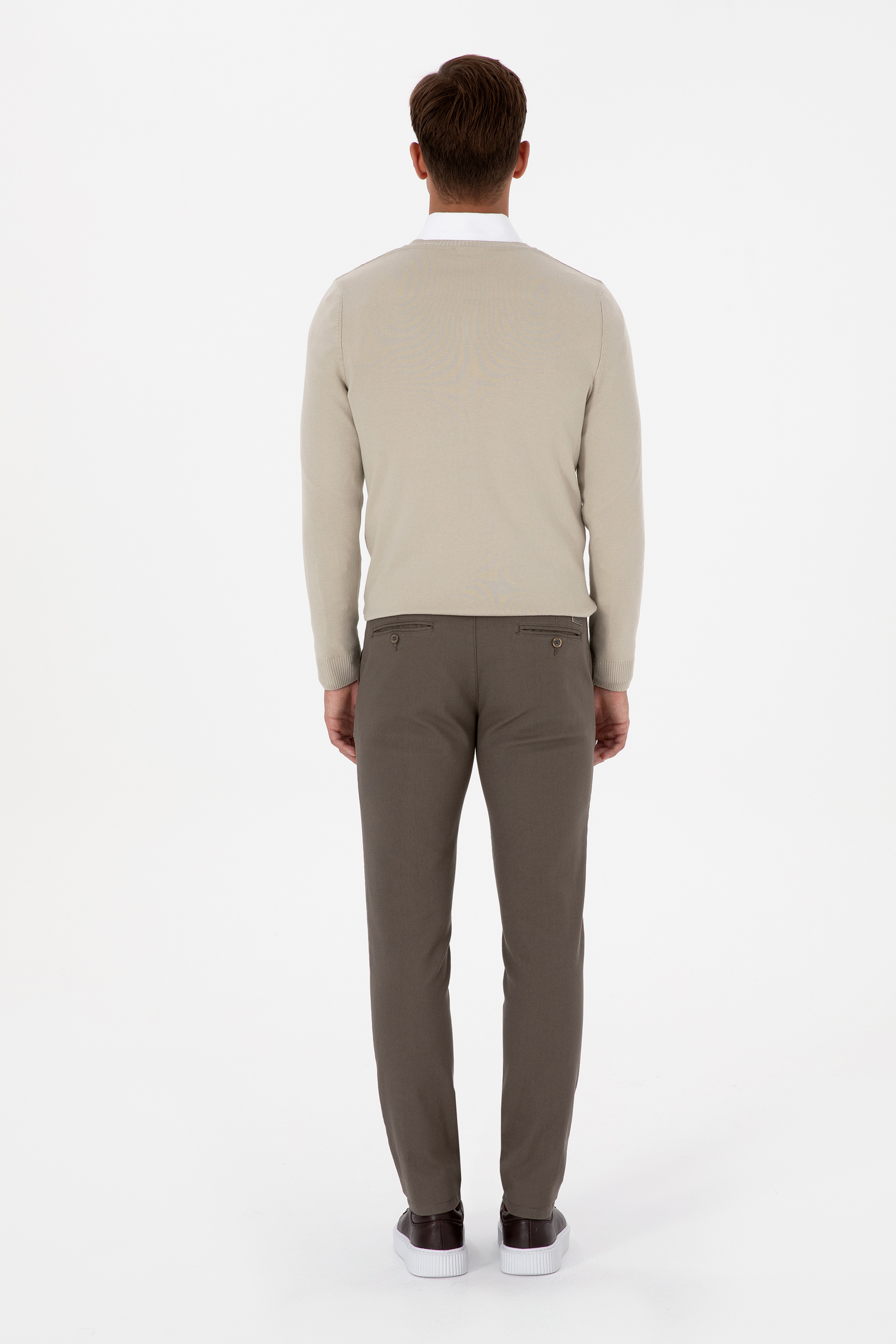 Erkek Slim Fit Vizon Kanvas / Chino Pantolon