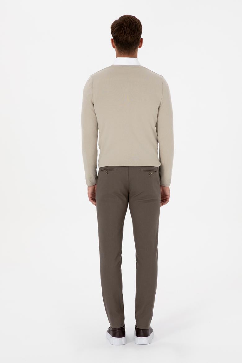 Erkek Vizon Slim Fit Kanvas / Chino Pantolon - 50311606565