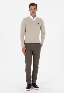 Erkek Vizon Slim Fit Kanvas / Chino Pantolon - 50311606565