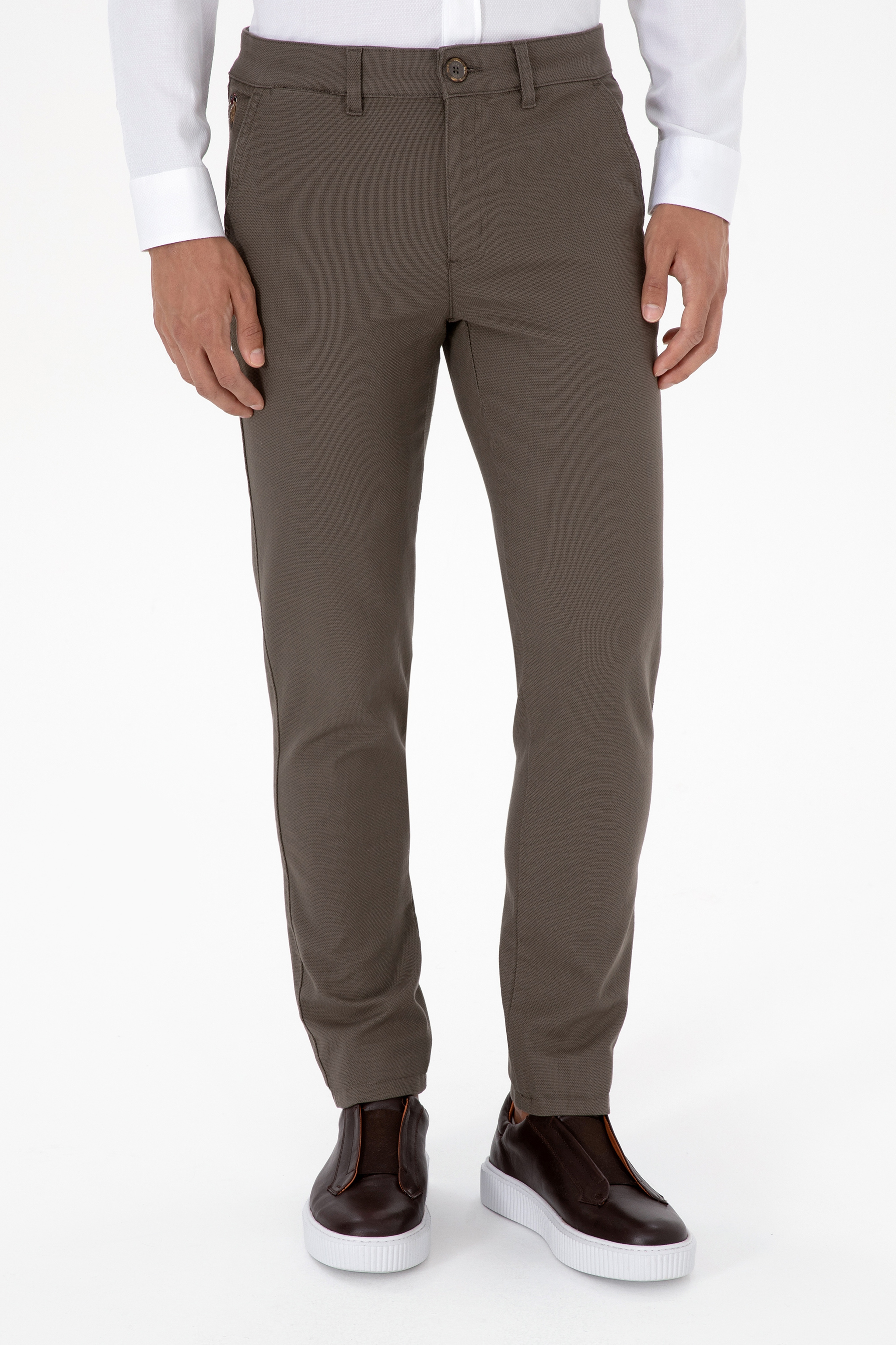 Erkek Slim Fit Vizon Kanvas / Chino Pantolon